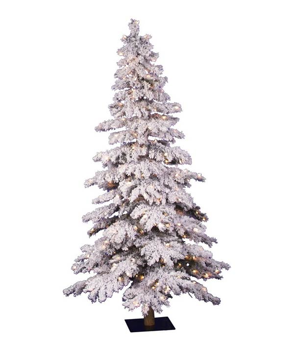 Vickerman Flocked Spruce Artificial Christmas Tree with 300 Clear lights