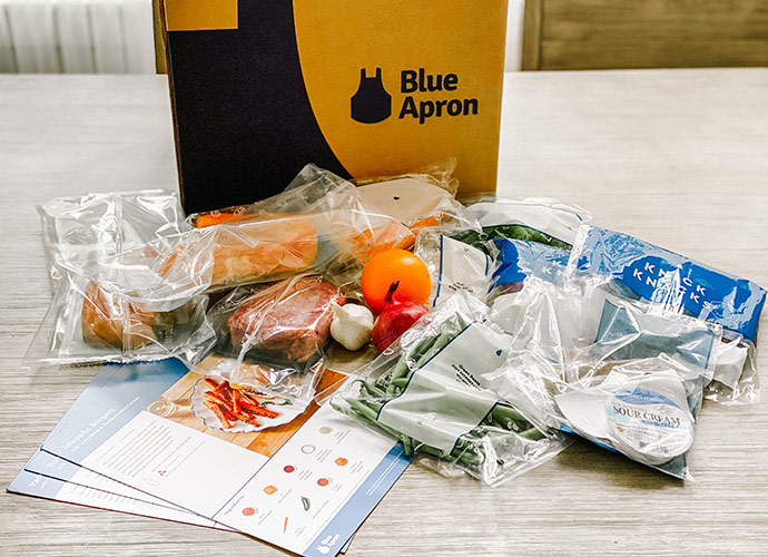 Contents of the Blue Apron box