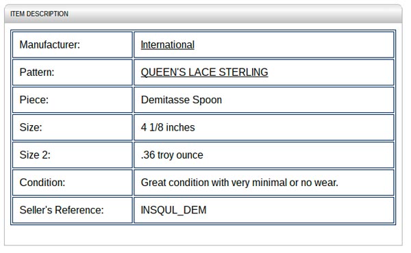Demitasse spoon description