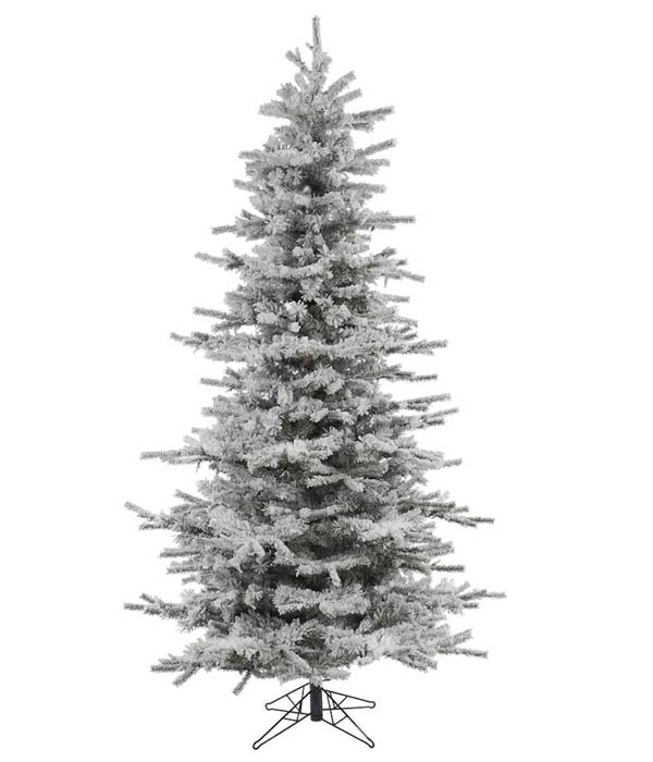 Vickerman Flocked Slim Sierra Flocked White on Green Christmas Tree