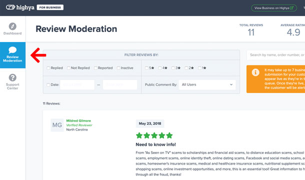 HighYa Business Account Review Moderation