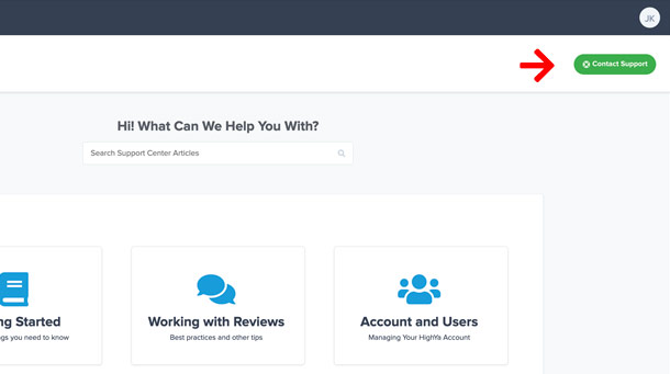 Screenshot of HighYa's Business Support Center