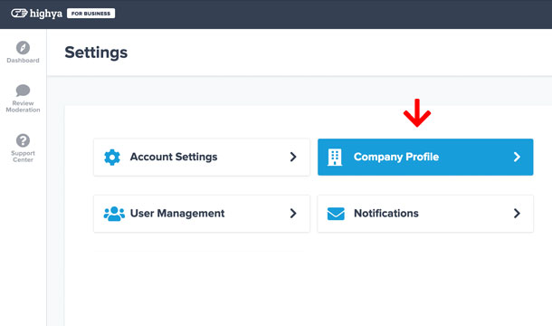 HighYa's Business Account Settings